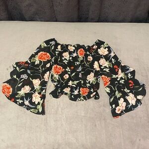 H&M Black Floral Smocked Tube Top